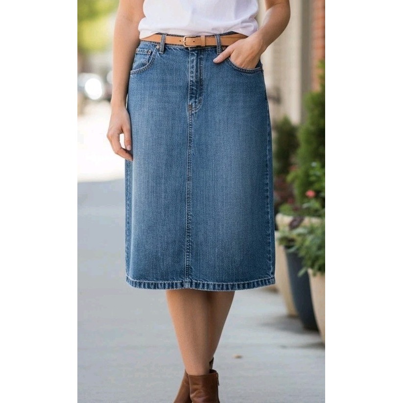 Y2k Orvis Denim Skirt Women's 8 Blue Wash Straight Pencil Pockets Streetwear
